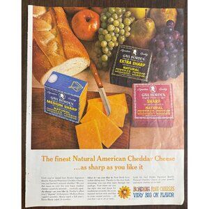 Vintage 1960 American Cheddar Cheese Borden's Food Advertisement Print Ad